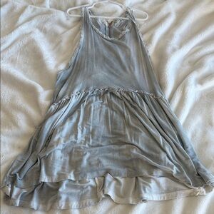 Light Blue Sleeveless Ruffle Hem Women's Tank Top